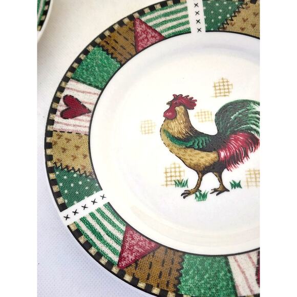 PLATES/DESSERT-HOME TRENDS-Rustic Rooster-Country Design-7.5" Diameter-Set of 4 - Picture 5 of 13